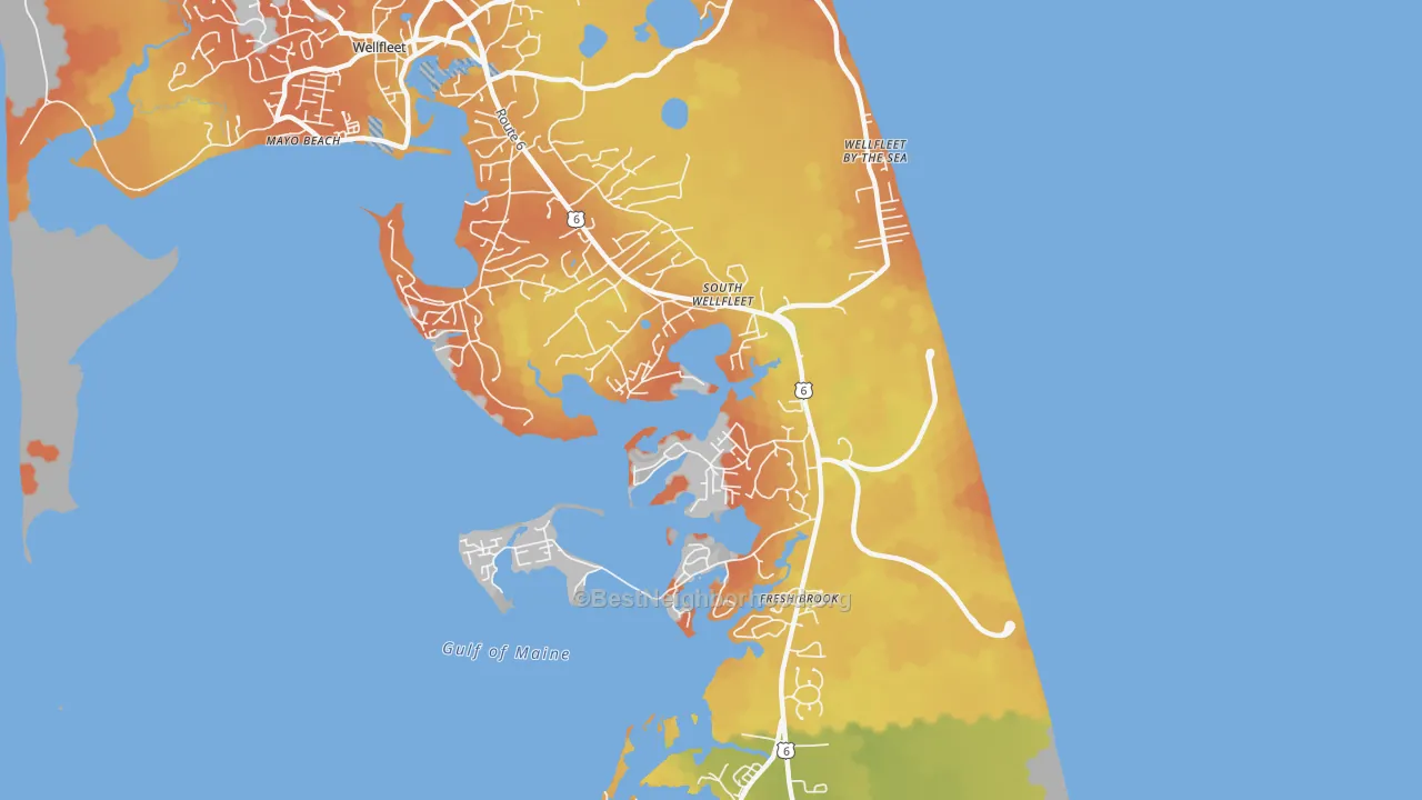 Bike Grade map of 02663, MA