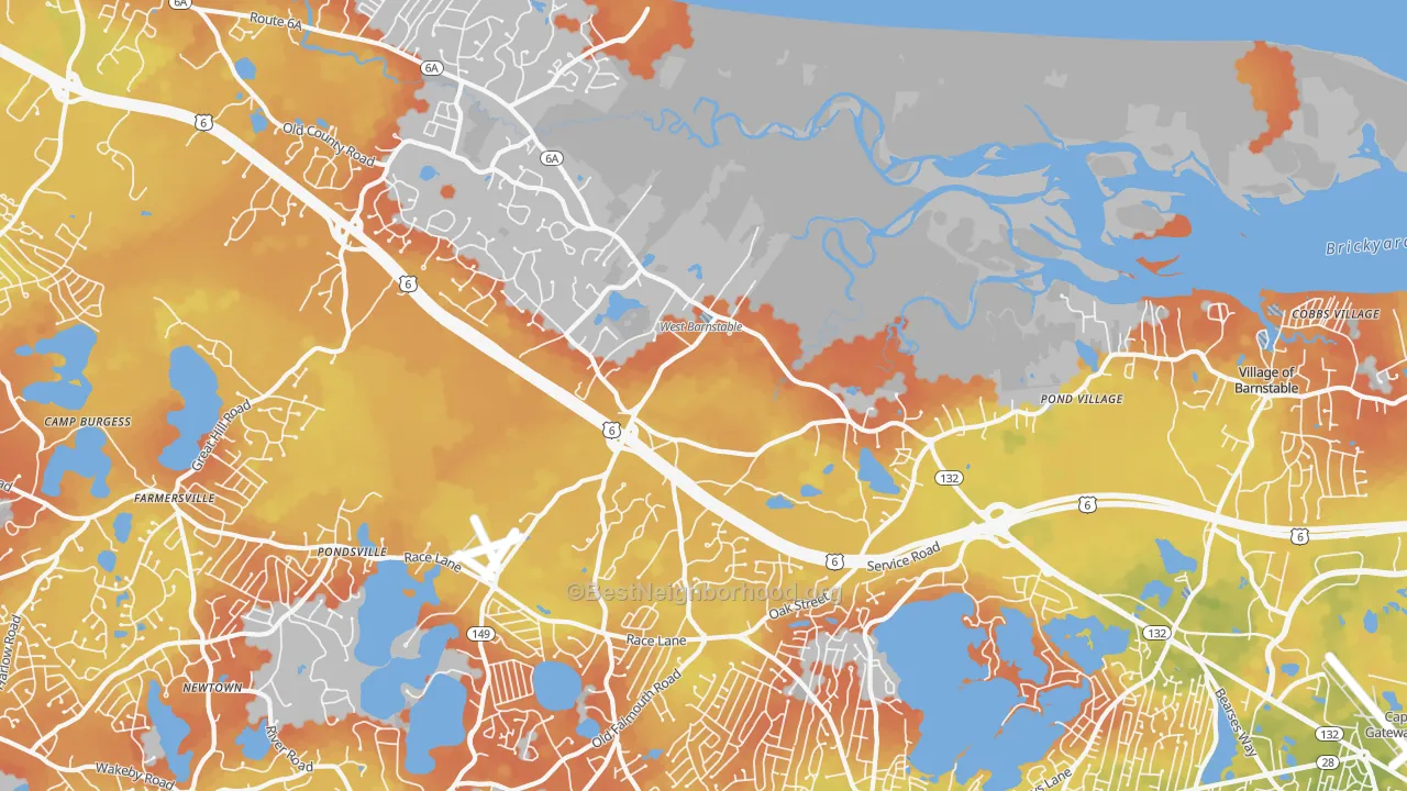 Bike Grade map of 02668, MA
