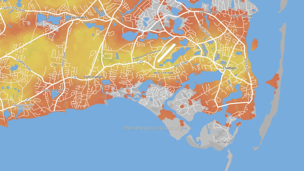 Bike Grade map of 02669, MA