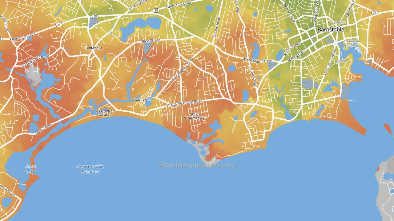 Bike Grade map of 02672, MA