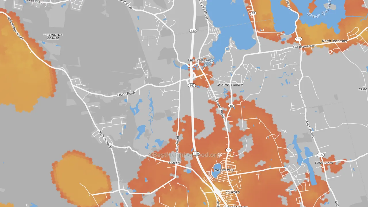 Bike Grade map of 02717, MA