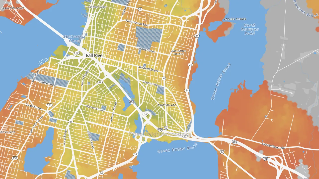 Bike Grade map of 02723, MA