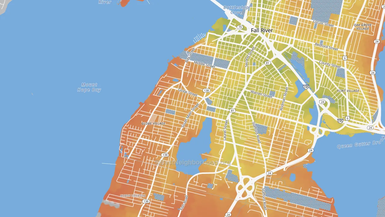 Bike Grade map of 02724, MA
