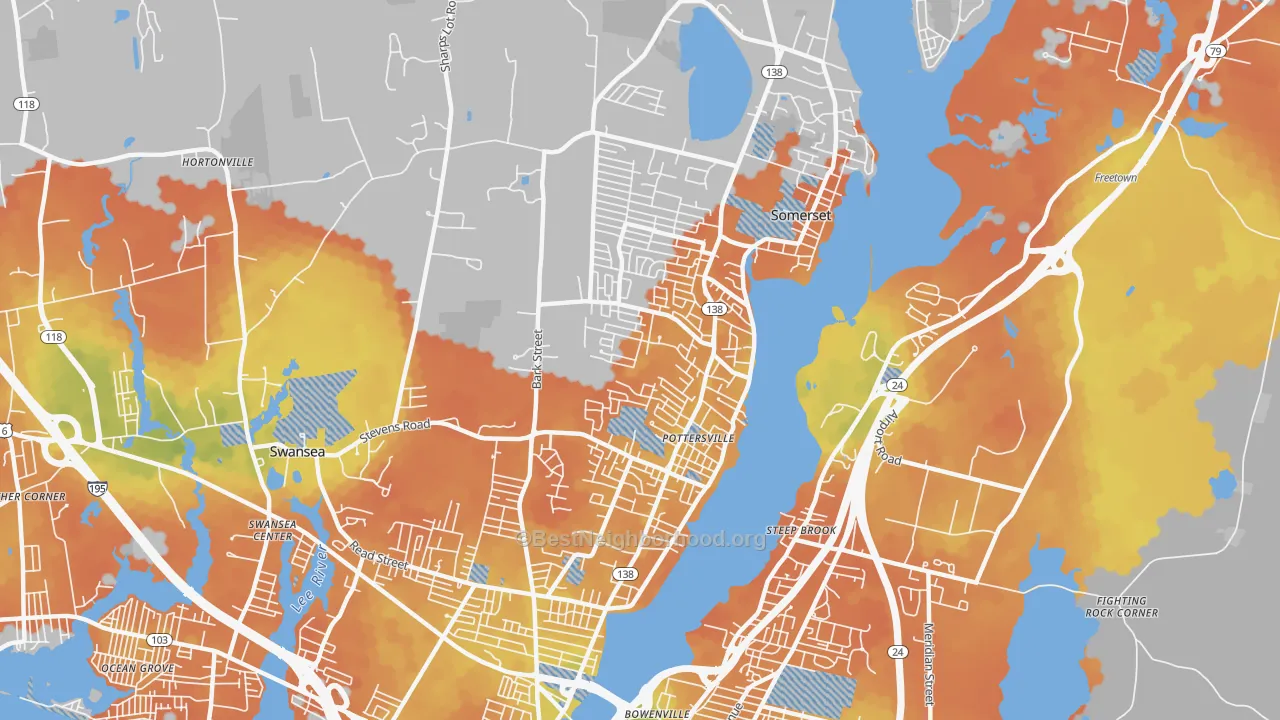 Bike Grade map of 02726, MA