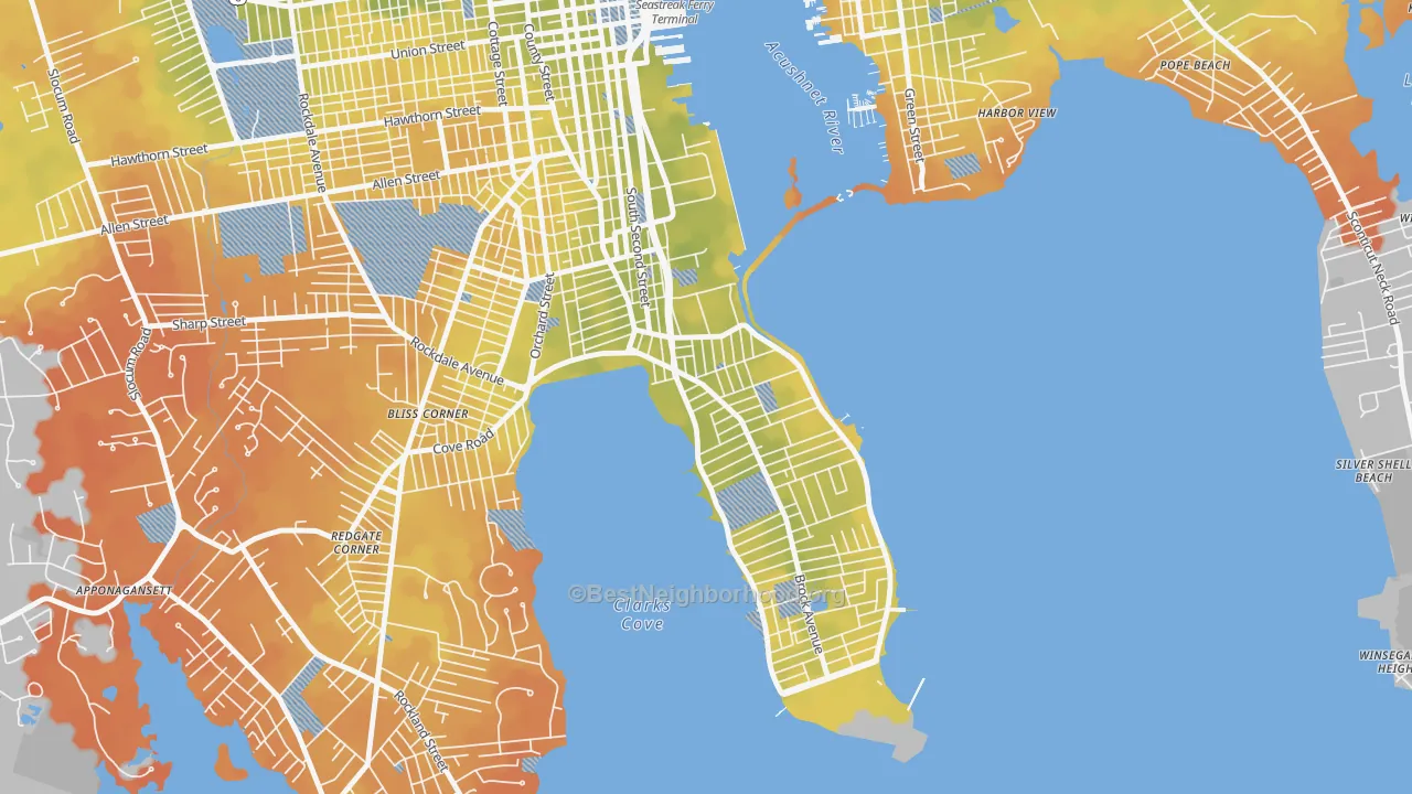 Bike Grade map of 02744, MA