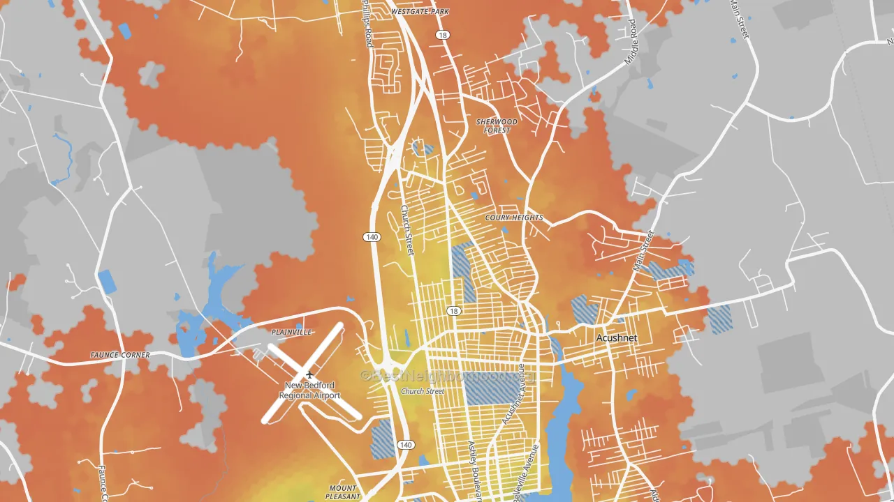 Bike Grade map of 02745, MA