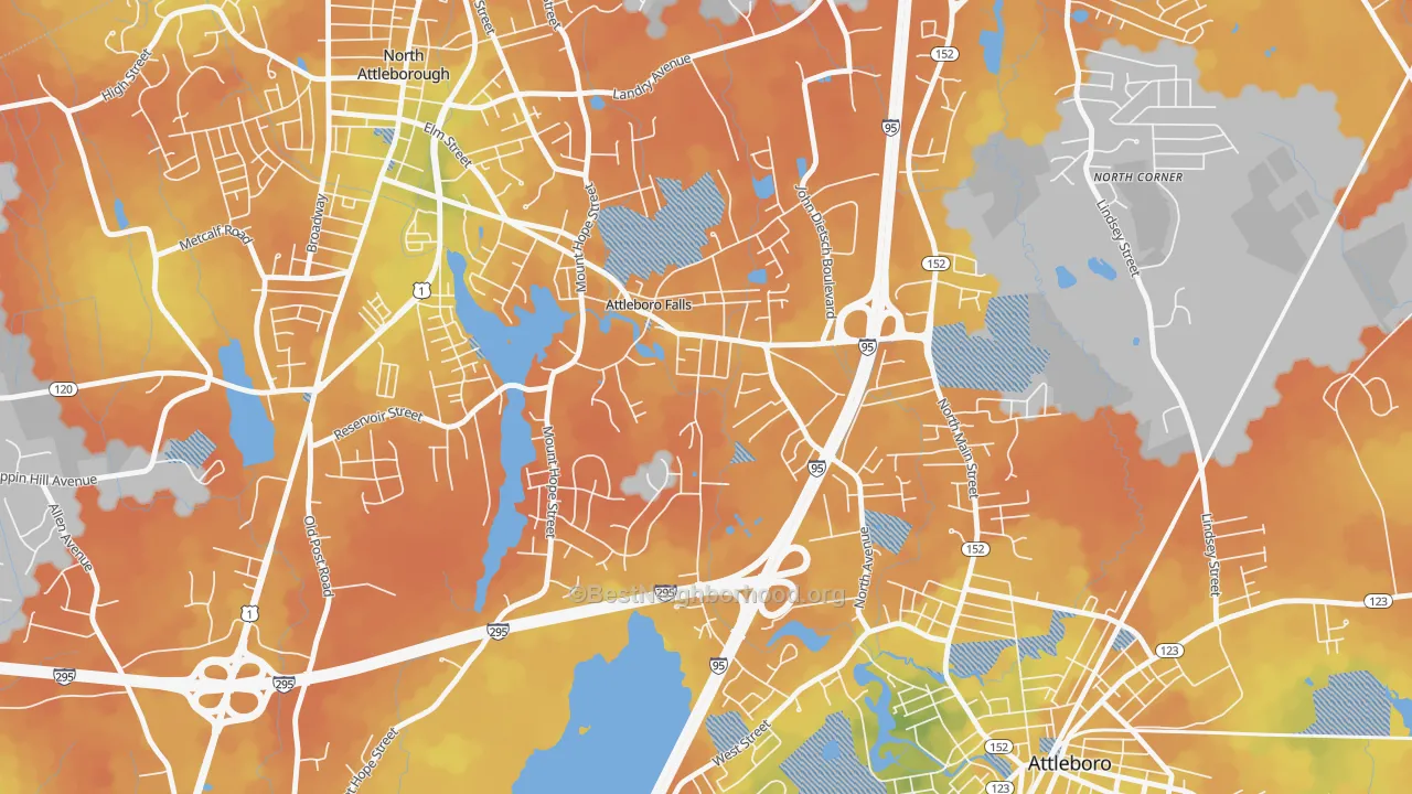 Bike Grade map of 02763, MA
