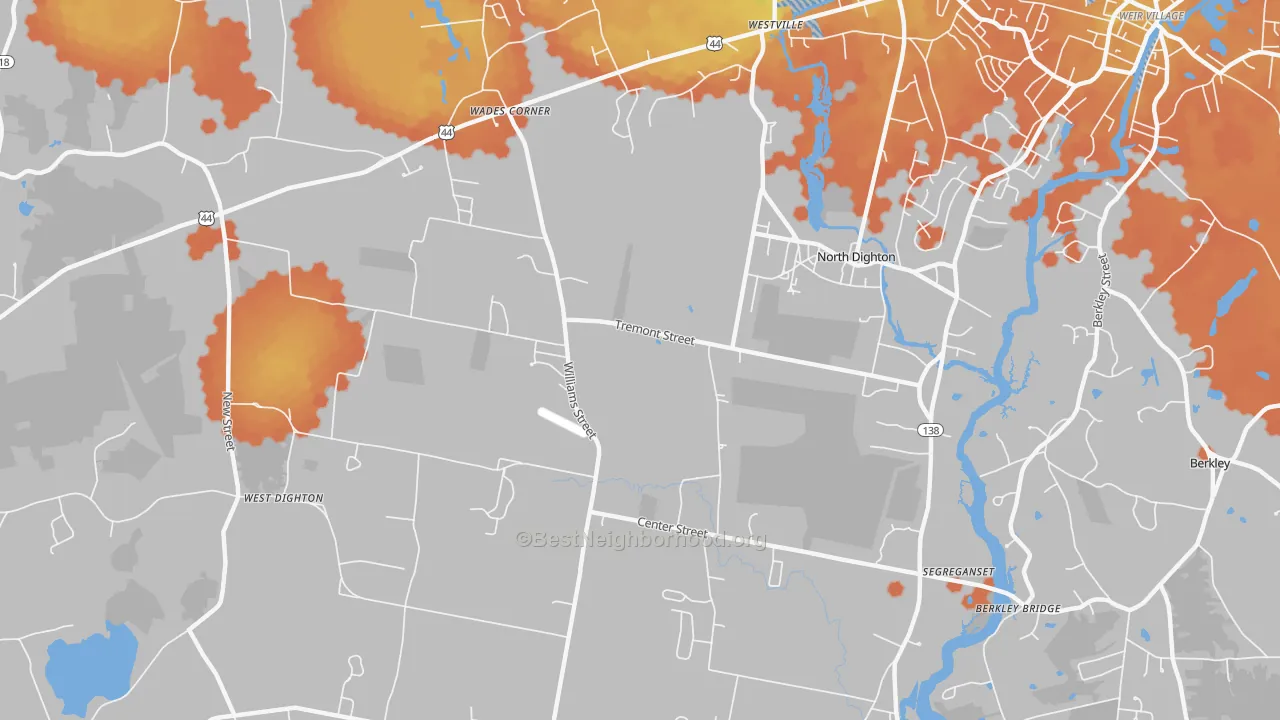 Bike Grade map of 02764, MA