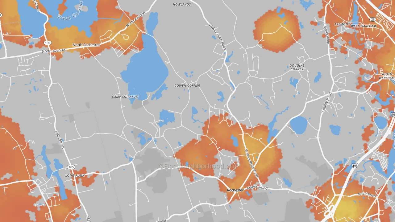 Bike Grade map of 02770, MA