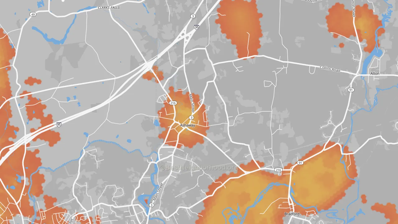 Bike Grade map of 02804, RI