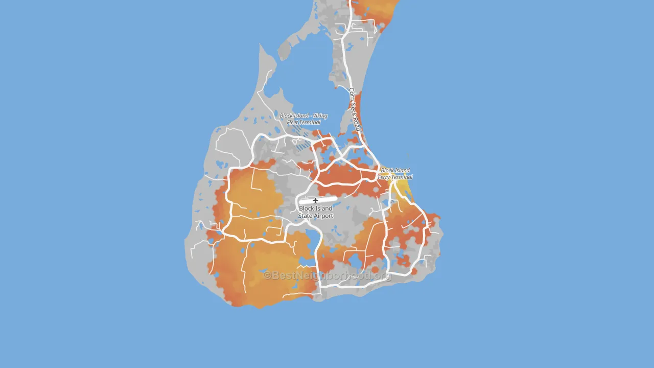 Bike Grade map of 02807, RI