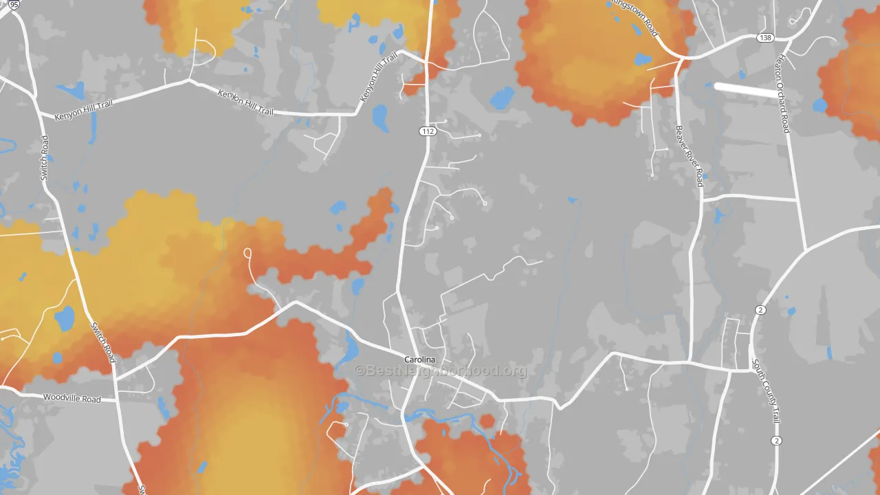 Bike Grade map of 02812, RI
