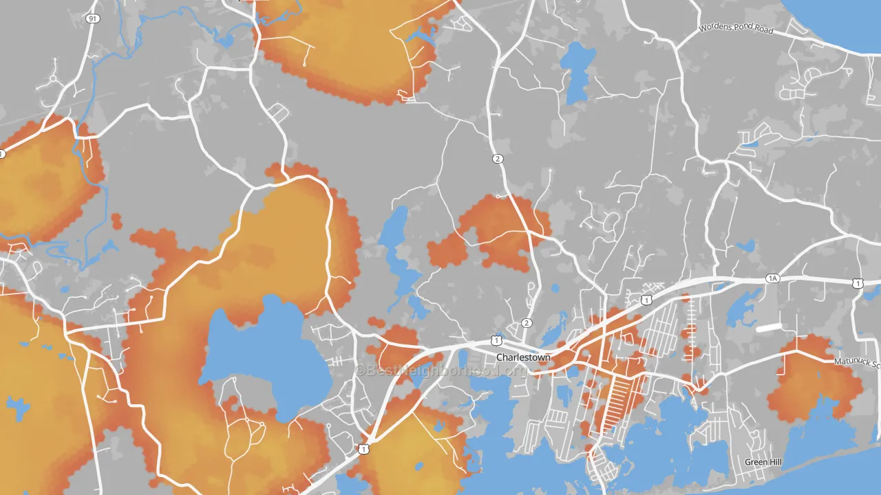Bike Grade map of 02813, RI