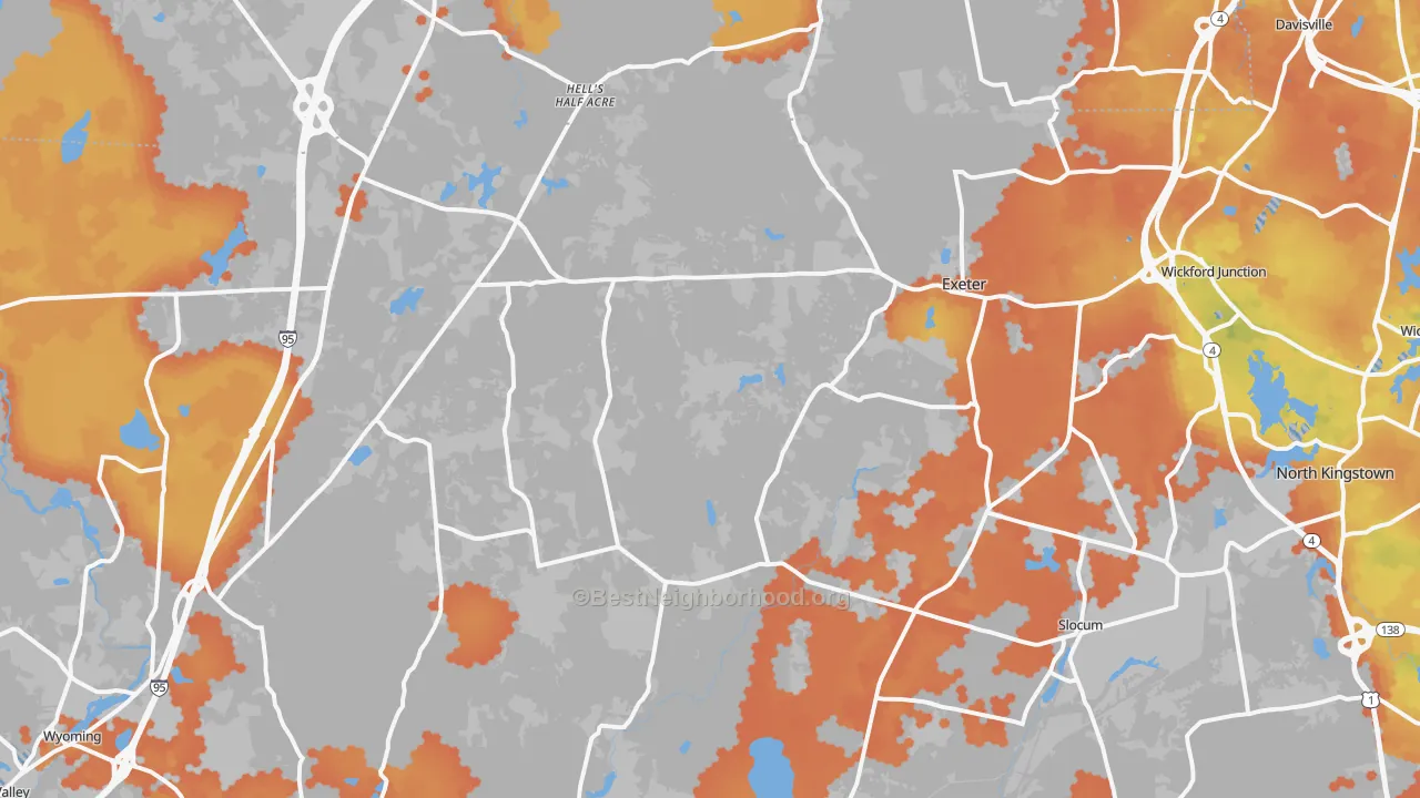 Bike Grade map of 02822, RI