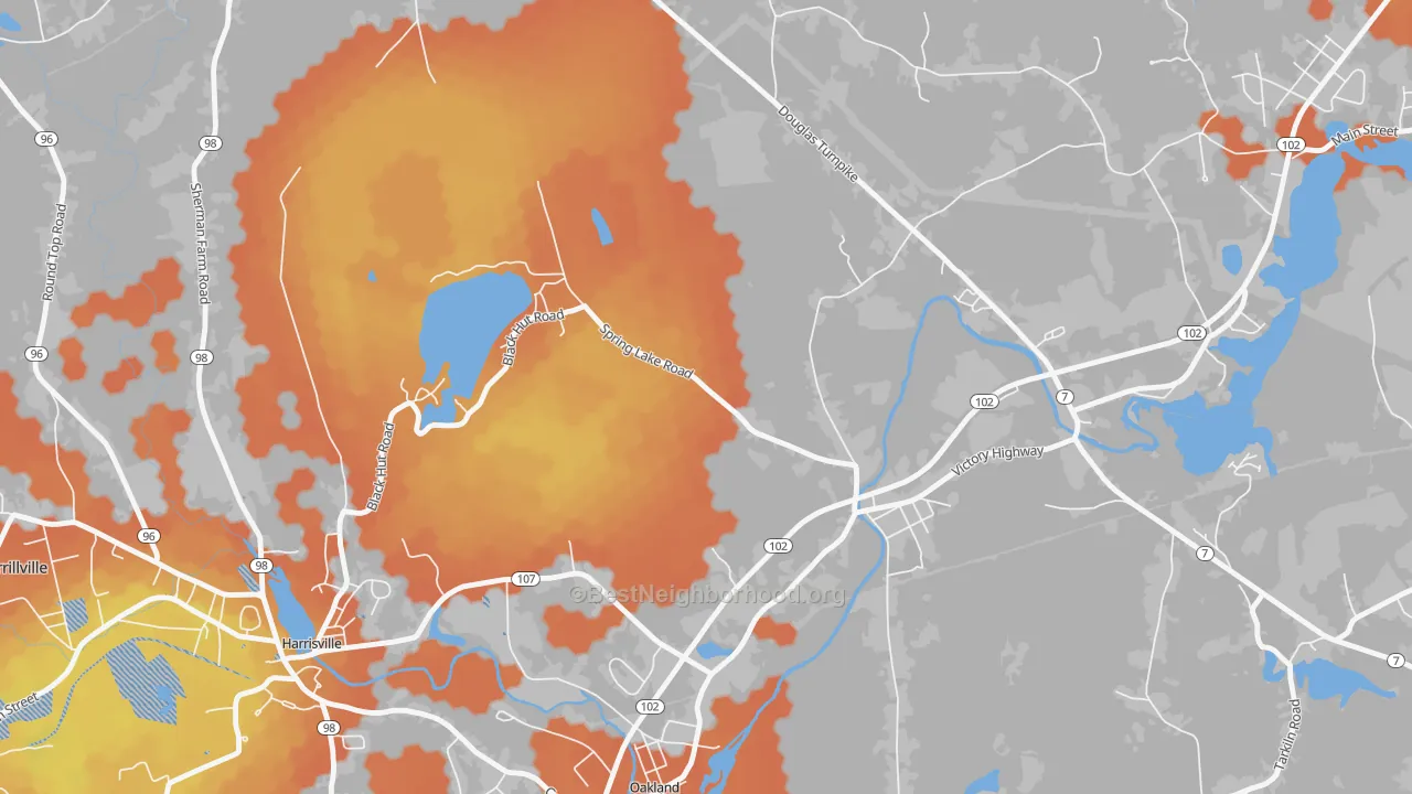 Bike Grade map of 02826, RI