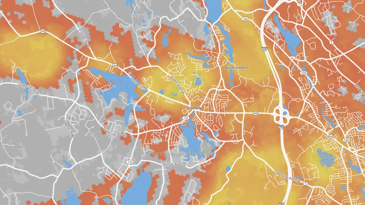 Bike Grade map of 02828, RI