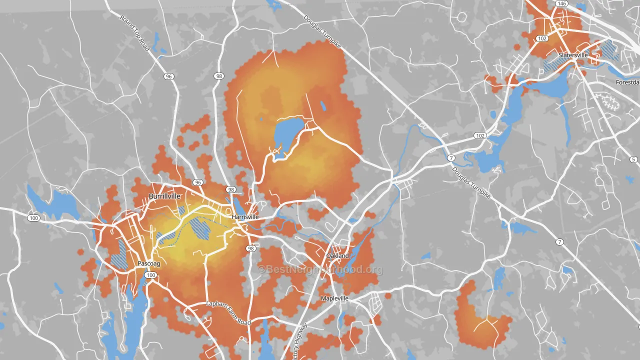 Bike Grade map of 02830, RI
