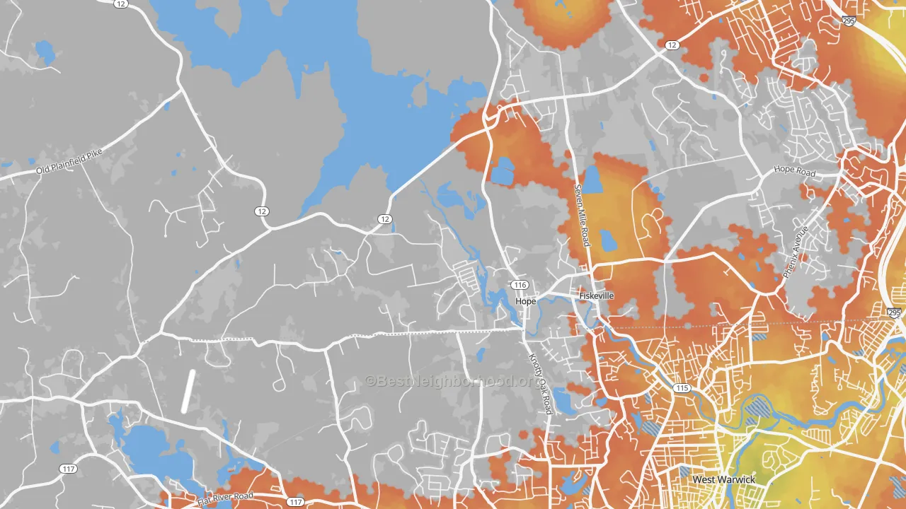 Bike Grade map of 02831, RI