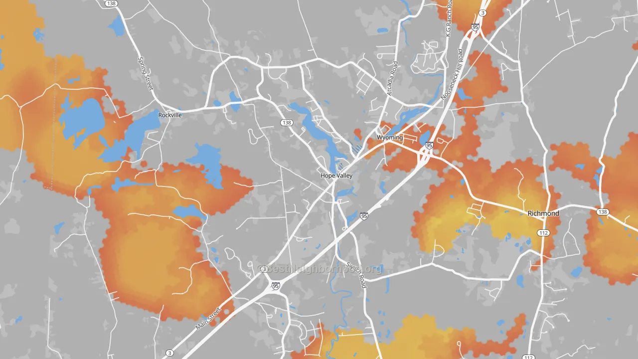 Bike Grade map of 02832, RI