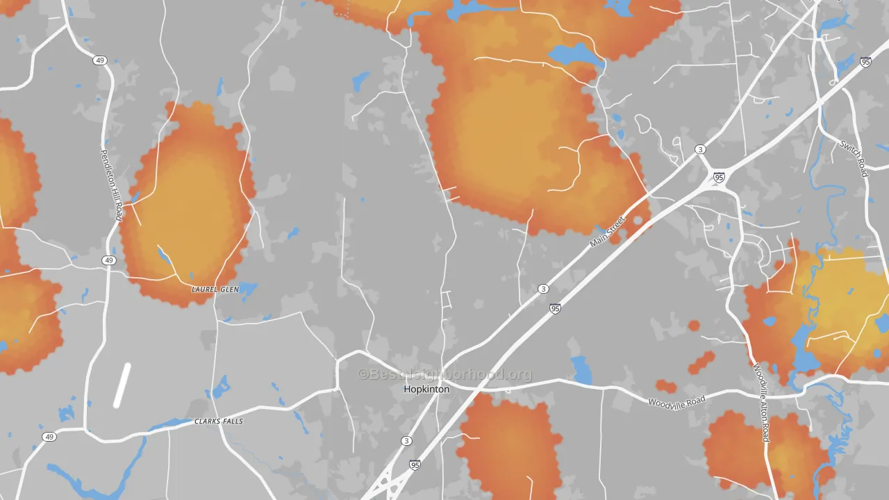 Bike Grade map of 02833, RI