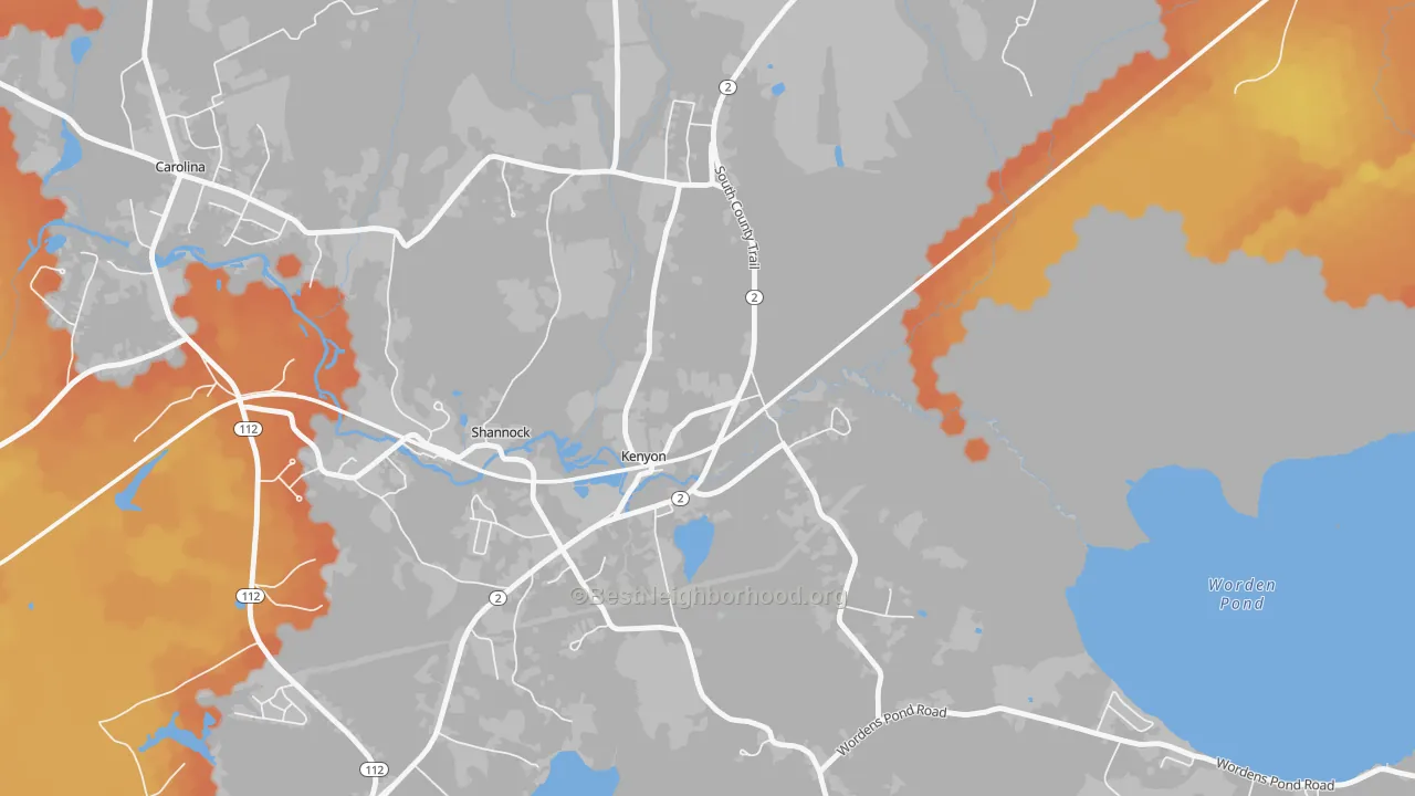 Bike Grade map of 02836, RI