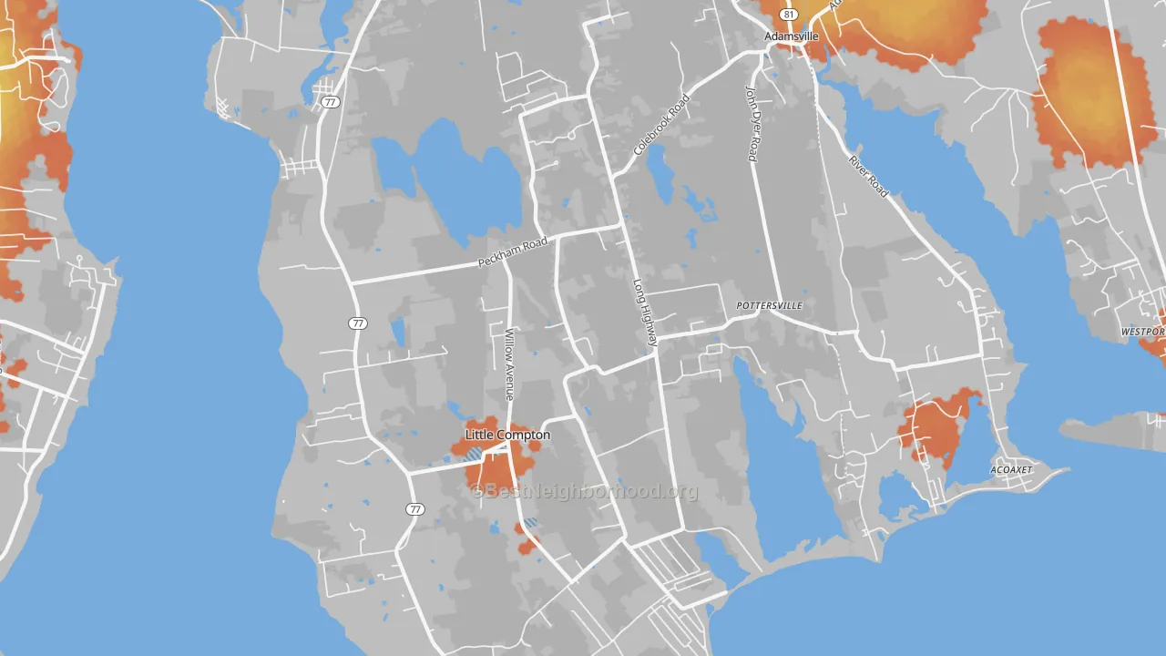 Bike Grade map of 02837, RI