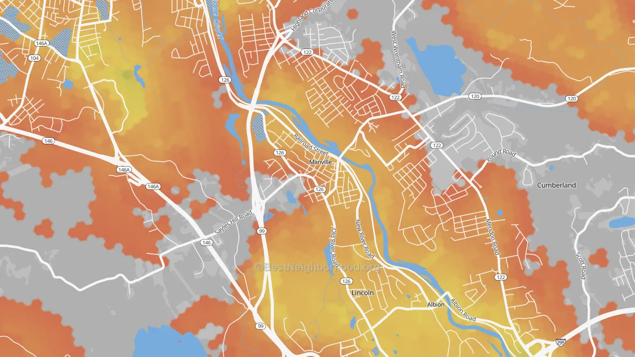 Bike Grade map of 02838, RI