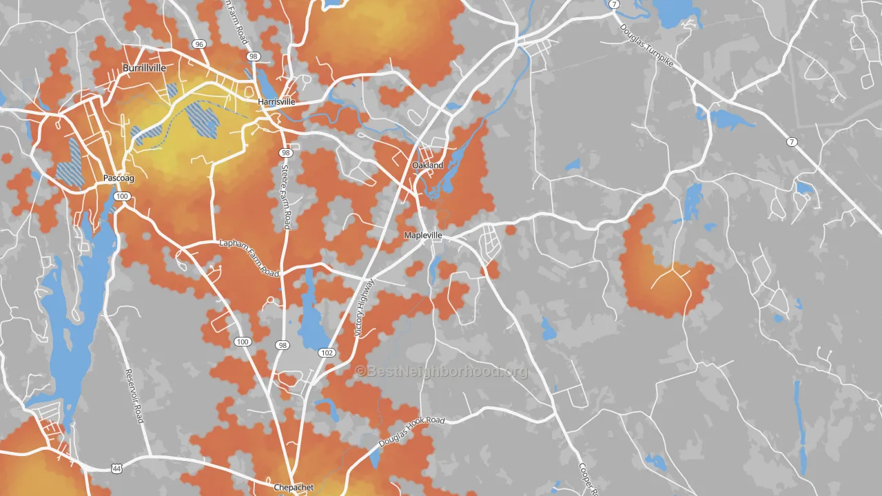 Bike Grade map of 02839, RI