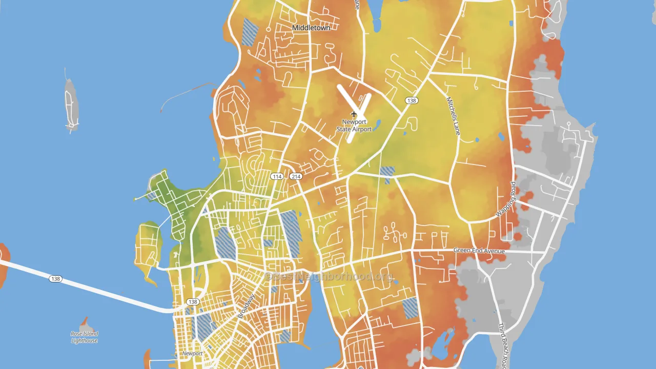 Bike Grade map of 02842, RI
