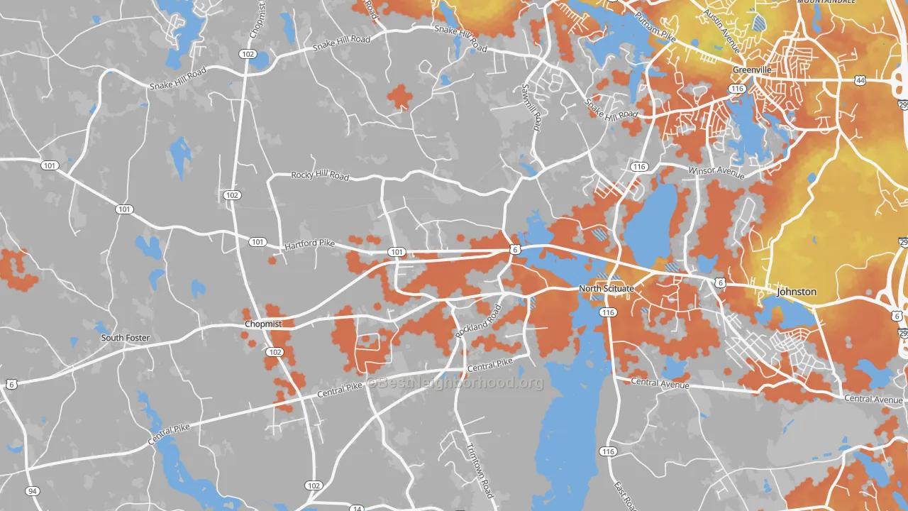 Bike Grade map of 02857, RI
