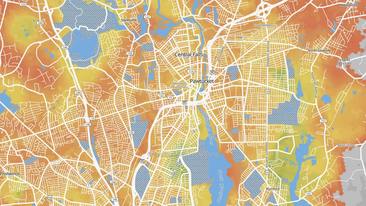 Bike Grade map of 02860, RI