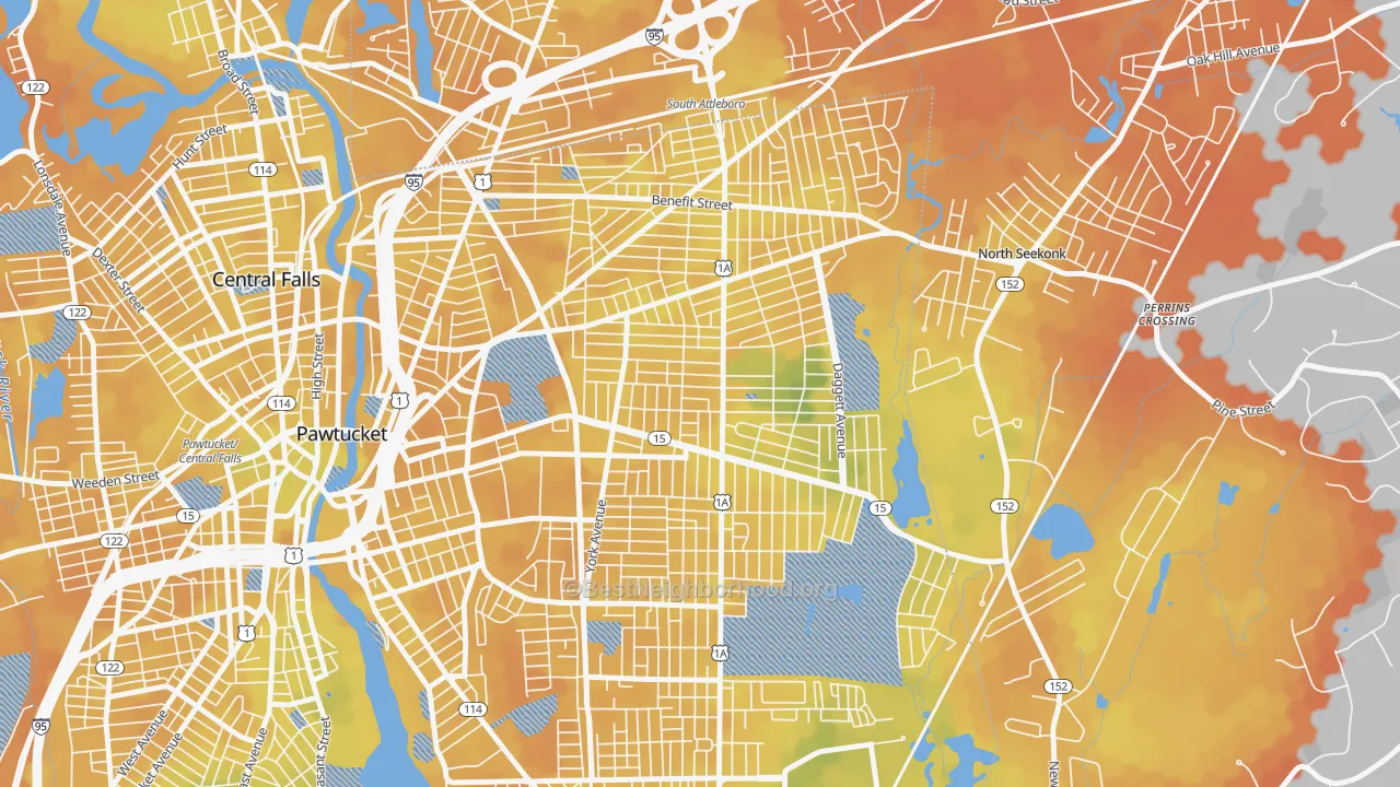 Bike Grade map of 02861, RI