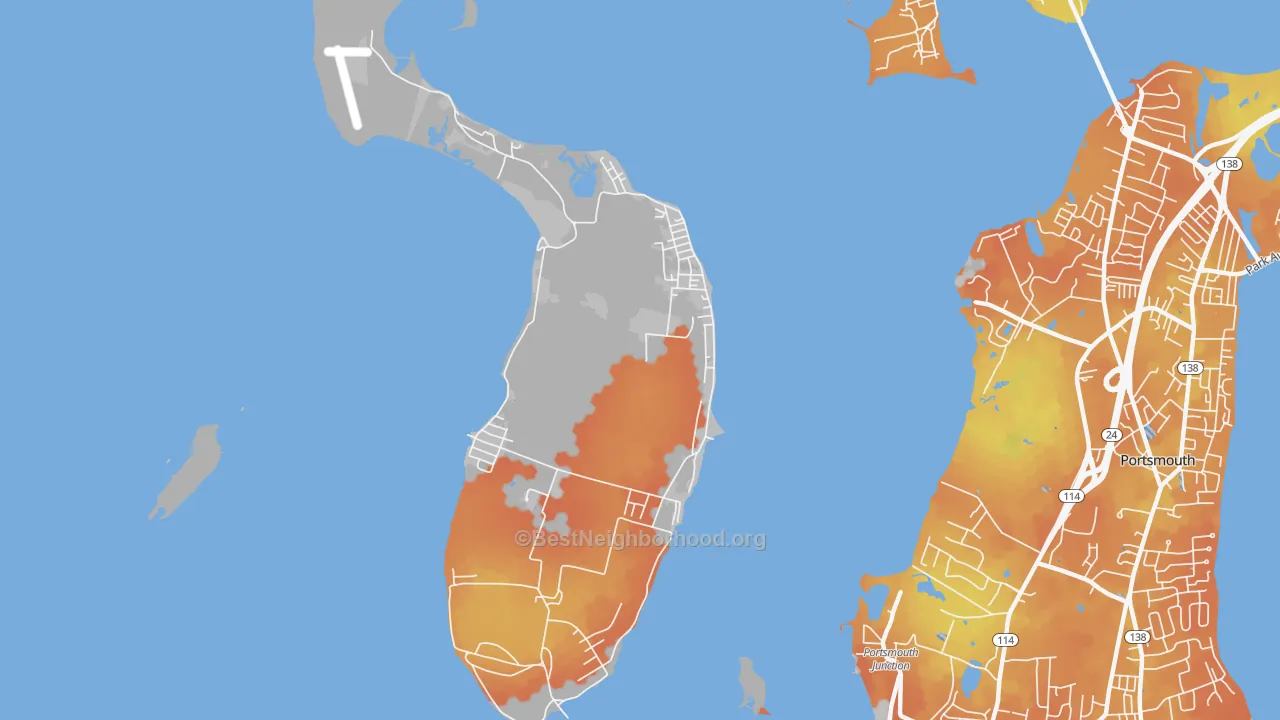Bike Grade map of 02872, RI