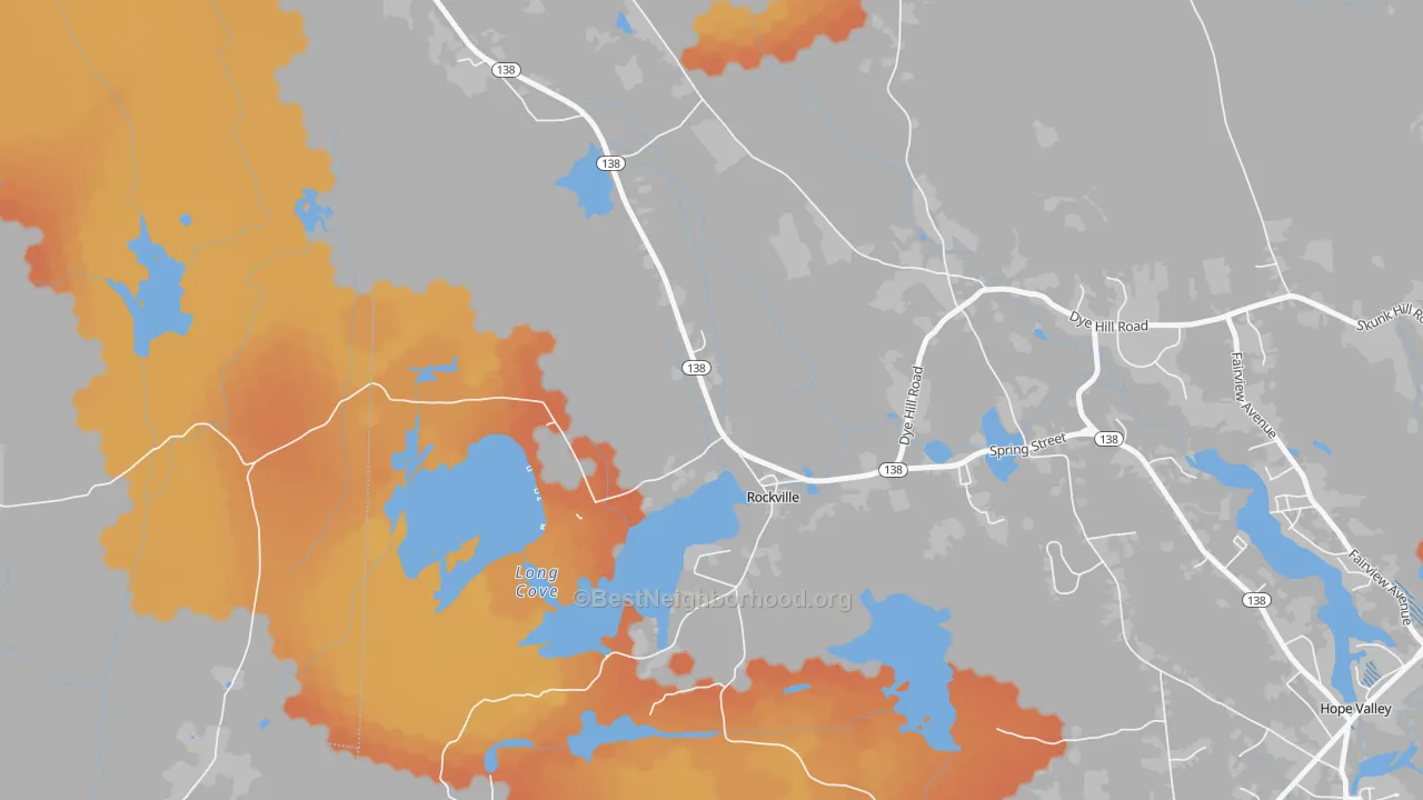 Bike Grade map of 02873, RI