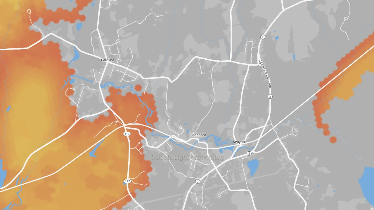 Bike Grade map of 02875, RI
