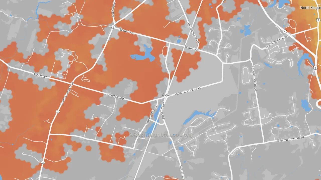 Bike Grade map of 02877, RI