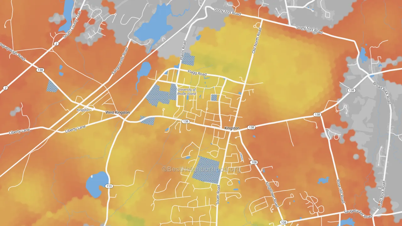 Bike Grade map of 02881, RI