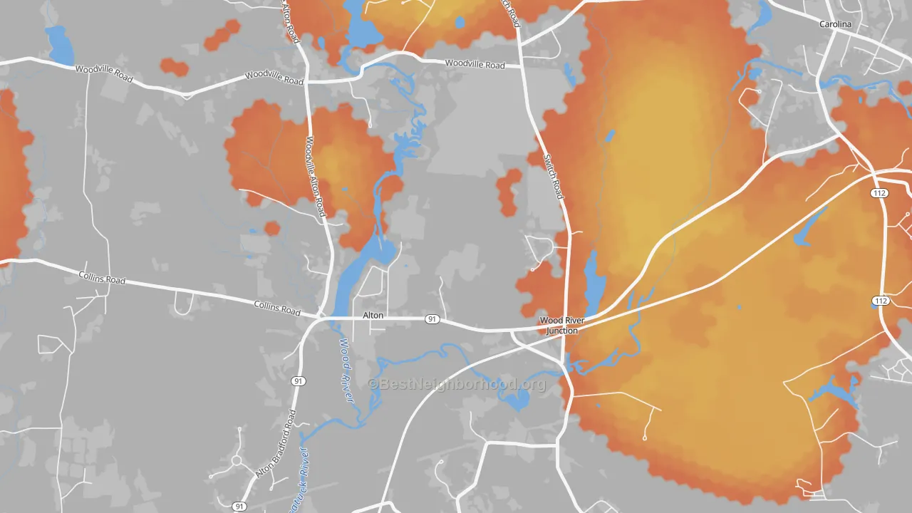 Bike Grade map of 02894, RI