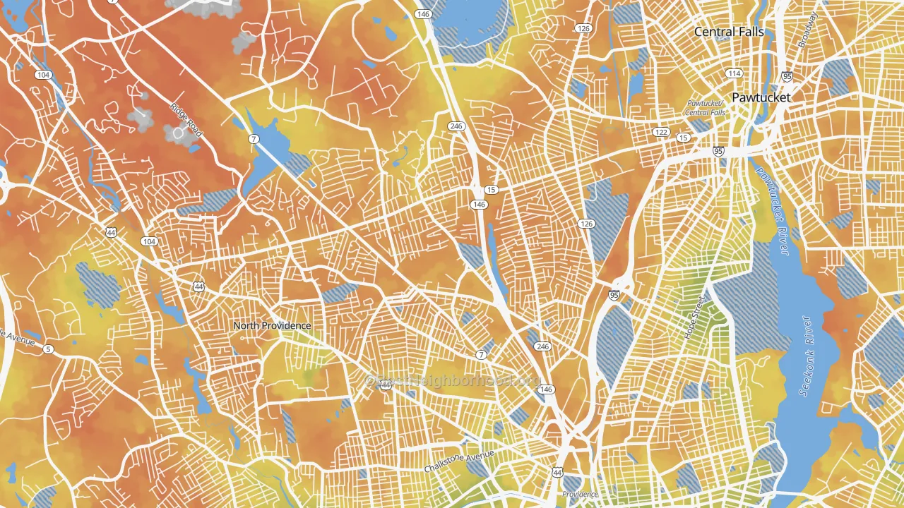 Bike Grade map of 02904, RI