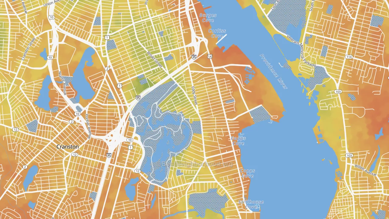 Bike Grade map of 02905, RI