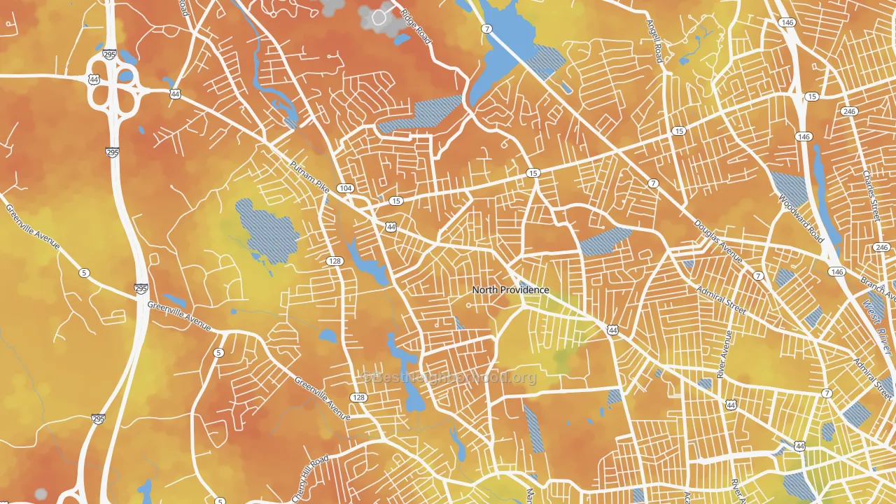 Bike Grade map of 02911, RI