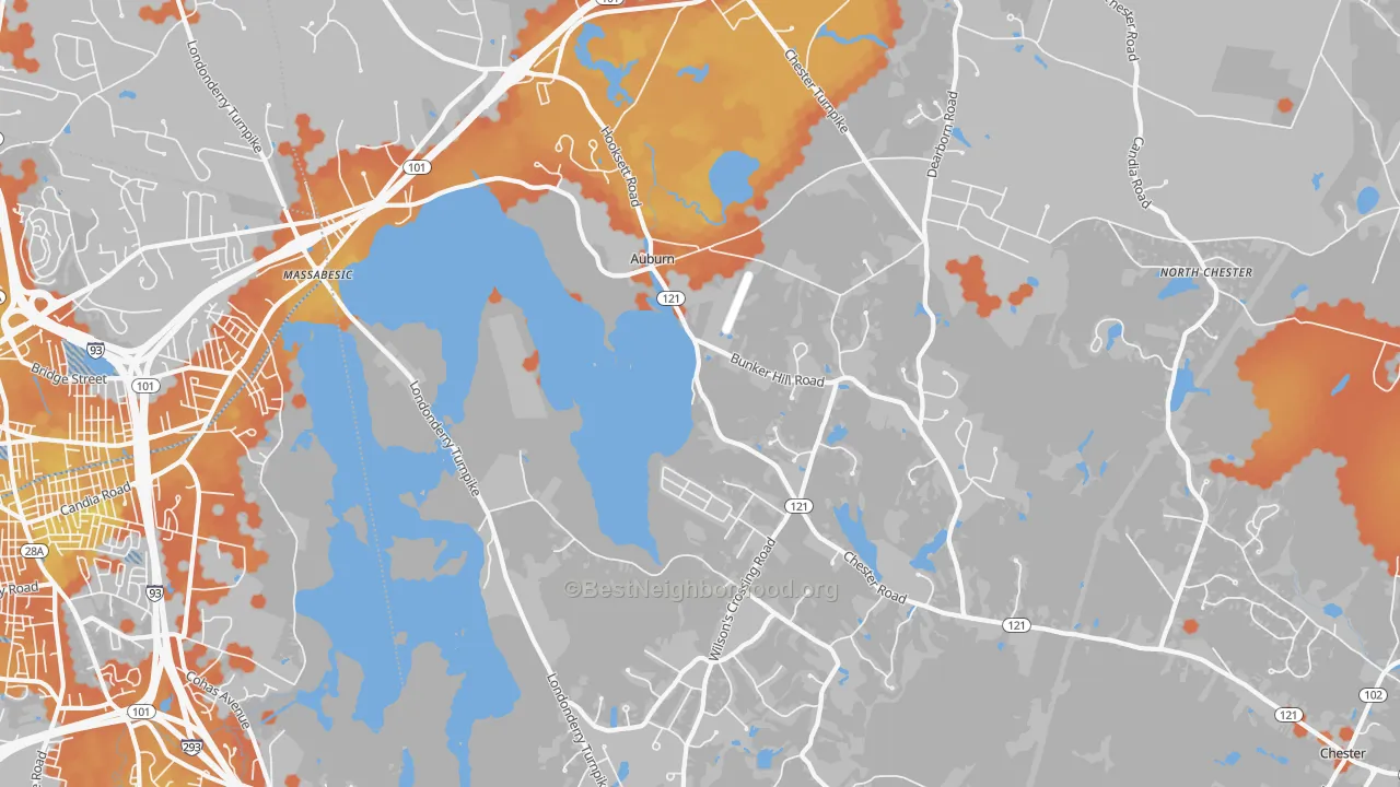 Bike Grade map of 03032, NH