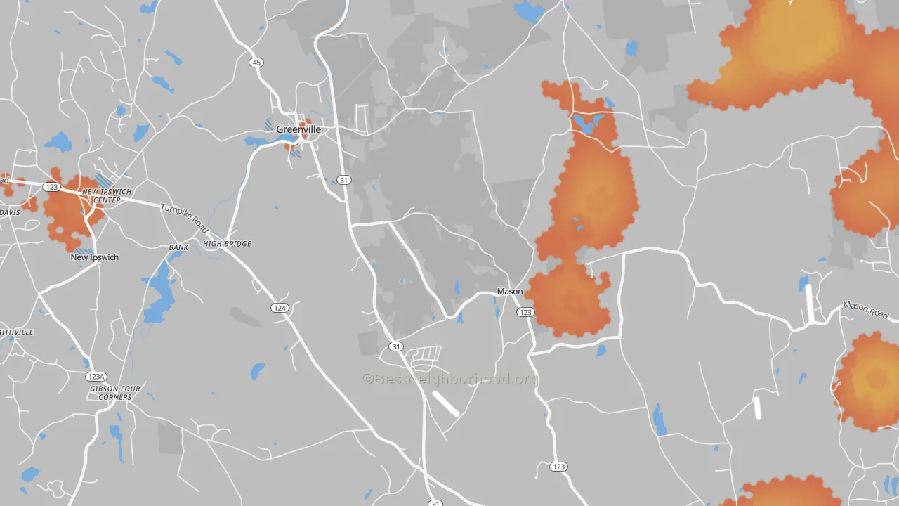 Bike Grade map of 03048, NH