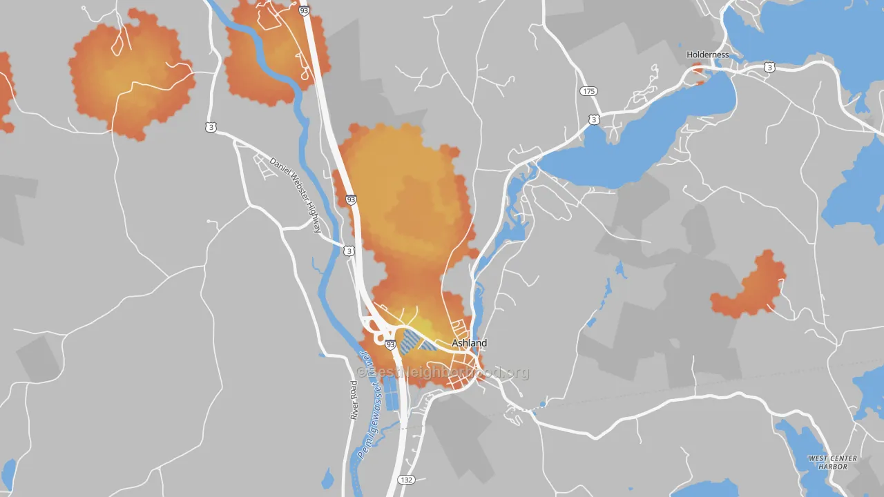 Bike Grade map of 03217, NH