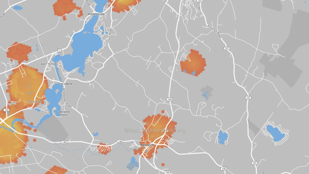 Bike Grade map of 03220, NH