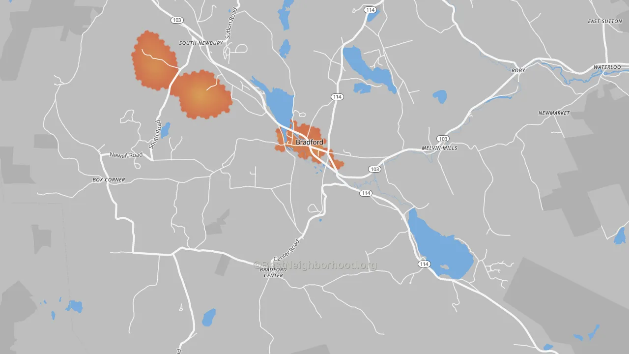 Bike Grade map of 03221, NH