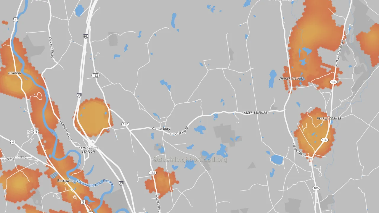 Bike Grade map of 03224, NH