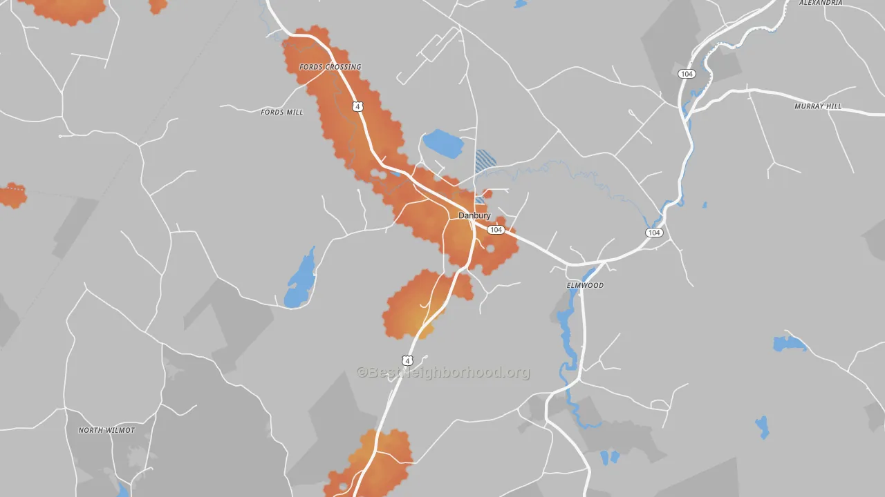 Bike Grade map of 03230, NH