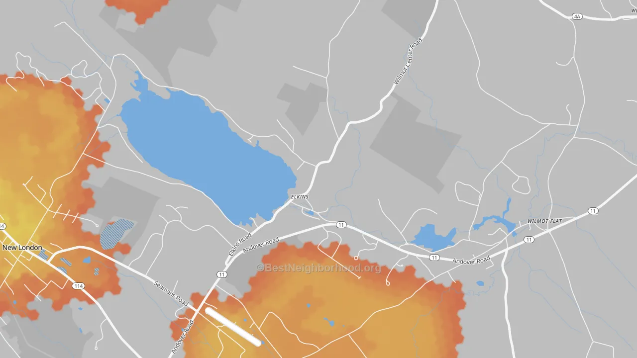 Bike Grade map of 03233, NH