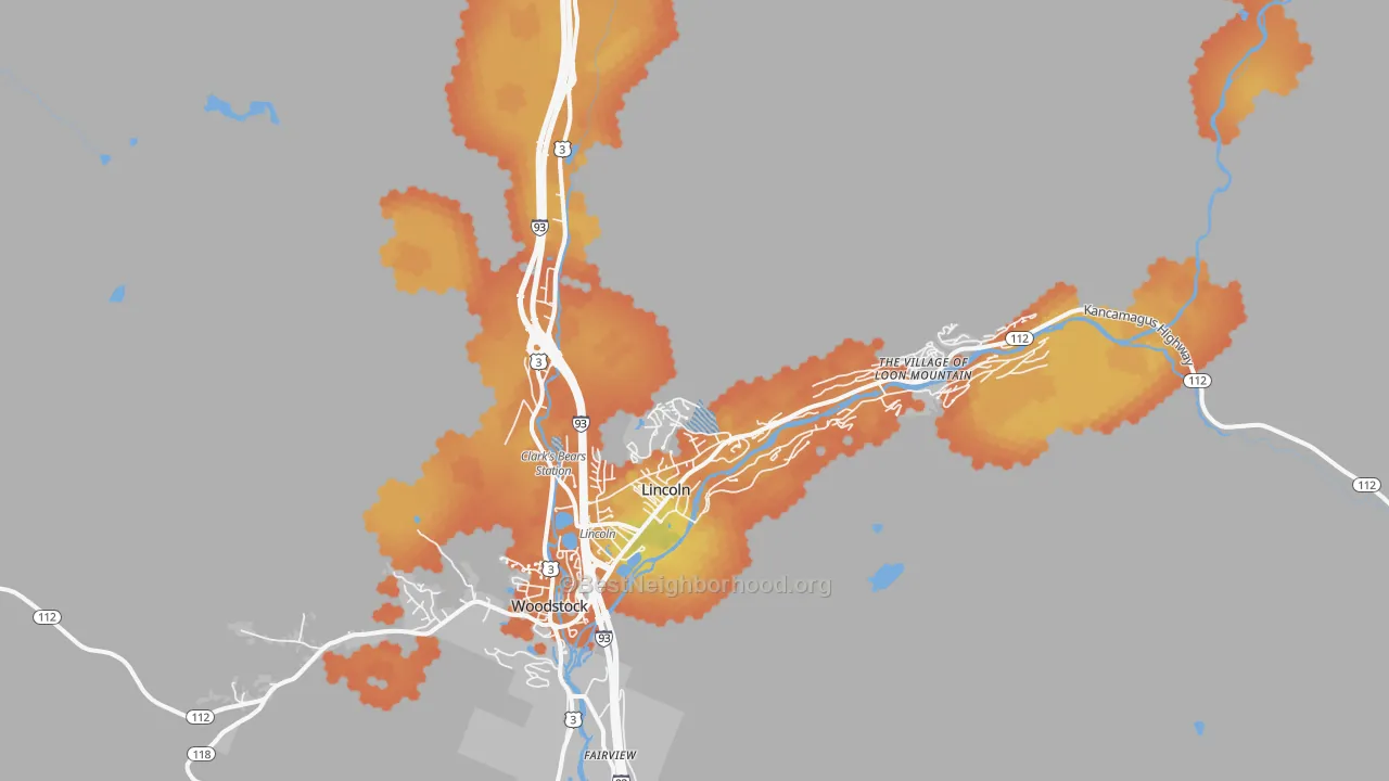 Bike Grade map of 03251, NH